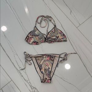 Victoria's Secret Paisley Bikini - Pink and Black